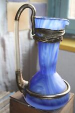 aiguière carafe Vase ancien Art en Pâte De Verre et Étain signé design 