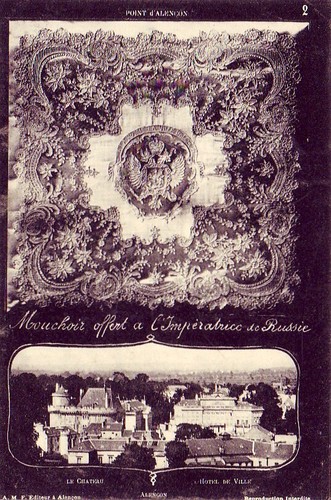 Cpa orne mouchoir dentelle - orne,