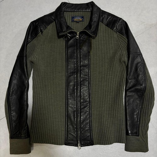 Blouson cuir tricot - , avirex