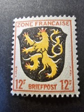 TIMBRE FRANCE OCCUPATION ZONE FRANÇAISE ARMOIRIES N°6 NEUF ** LUXE MNH 1945