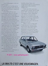PUBLICITE AUTOMOBILE VW K70