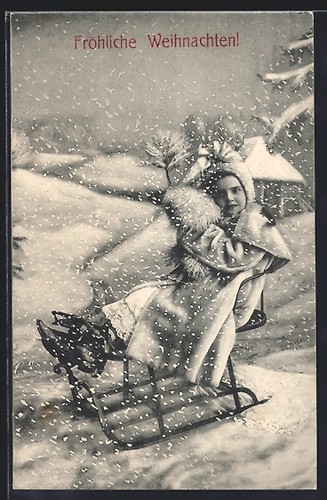 Fille sur traîneau cas de - fille,