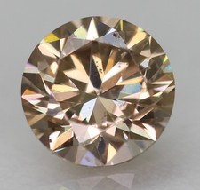 Diamant Naturel Rond Brillant Jaune Brun SI1 0,23 Carat 3,86mm Avec Vidéo