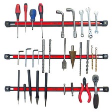 Jeu de 3 barres aimantées 45cm - bande magnétique accroche mural outils - rangem