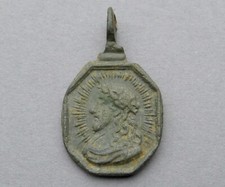 Antique (18th) Religious Pendant. Saint Virgin Mary and Christ. French Medal.