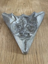 Cendrier Tête De Chat en Acier Brossé Vintage