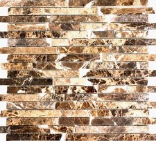 Mosaïque carreau marbre pierre naturelle impala marron poli 40-1306_f |10plaques