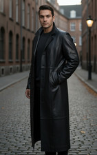 Manteau long en cuir pour