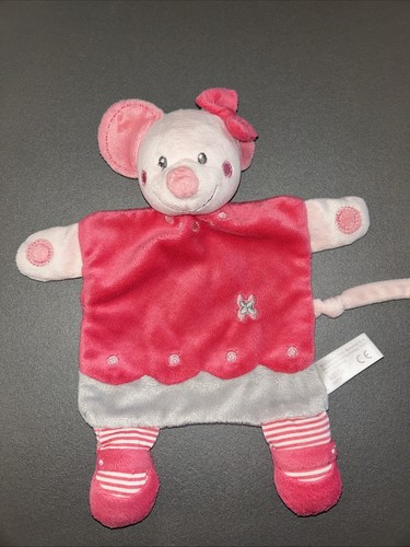 Doudou plat souris mimi - souris, rose