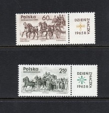 S5532 Pologne 1965 Mail Coach 2V. & Étiquettes MNH