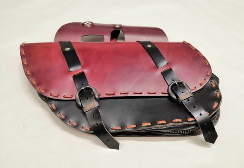 Sac latéral cuir rouge - latéral,