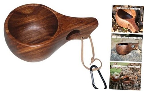 Coffe mug portable wooden - wooden, camp