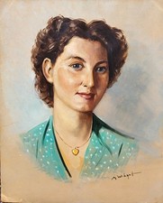 Wibault Marcel 1904-1998 Portrait De Femme . Peinture huile sur panneau D'isorel