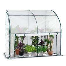 VOUNOT Serre de jardin murale adossee avec bache PE 200x100x180cm blanc