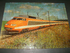 RARE PUZZLE NATHAN 500 du TGV SNCF Sud Est ORANGE 1983 Monté sur PLAQUE 50 X 36