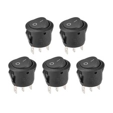 Bateau Interrupteur Bascule Rond Noir ON/OFF AC 250V/6A 125V/10A 5Pcs