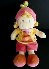 *. DOUDOU MOTS D'ENFANTS POUPEE FILLE ROSE JAUNE ORANGE 27c EXCELLENT ETAT