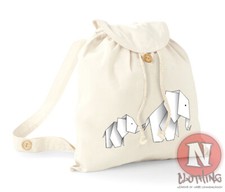 Origami Éléphant Sac à Dos Art Vacances École Collège Coton Bio Jour Sac