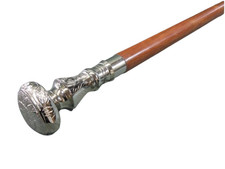 Canne bâton de marche en bois manche design en laiton brillant style ancien...