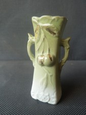  Ancien petit soliflore en céramique vert et blanc french antique ceramic