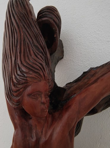 Sculpture murale bois femme - sculpture, en