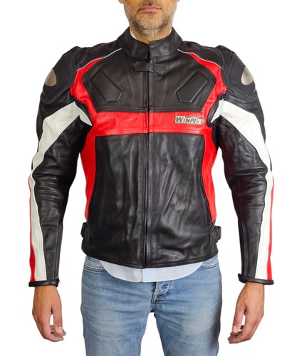 Veste moto cuir avec - moto, en