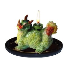 Miniature en porcelaine _ LAMPE A HUILE DRAGON _ Collection objet vitrine déco