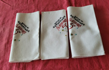 ANCIEN LINGE   : 3  SERVIETTES COTON BRODE LINVOSGES FESTIVAL GERARDMER 46X45
