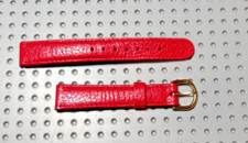 NEUF bracelet montre cuir  18 mm rouge boucle dorée