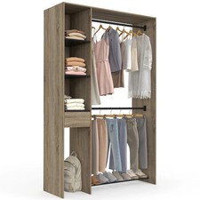 Dressing double penderie L. 110 cm MIRTY avec étagères + tiroir + rangements à c