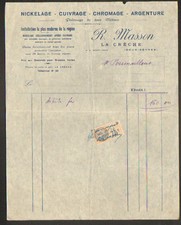 LA CRECHE (79) Atelier NICKELAGE CUIVRAGE CHROMAGE ARGENTURE "R. MASSON" en 1934