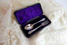 Antique Sterling Silver Feeding Set for Baby Christening Gift dated 1916