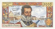 5000 francs HENRI IV FRANCE 1957 - Faux moderne.