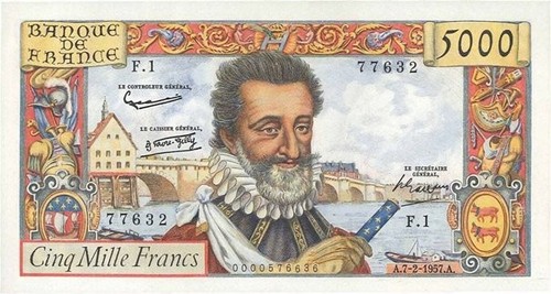 5000 francs henri france - francs,