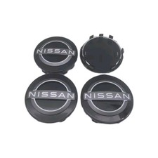 4 × Cache-moyeu Nissan 63mm – Centre de roue noir argent – Logo jante alliage 
