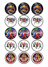 Power Rangers.  Lot de 15 décorations comestibles, Azyme, disques diamètre 5cm.