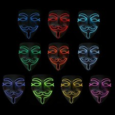 Masque led Anonymous  V for Vendetta Guy Fawkes Cosplay déguisement adulte 
