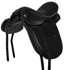 Selle de dressage sans arçon 1134 en cuir de buffle noir
