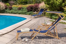 Chaise longue jardin bleue - longue, de
