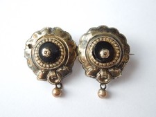 Broche Antique Double Pierre Noire Tracht Noir Vers 1900 4,1 G/3,5 X 2,4 Cm