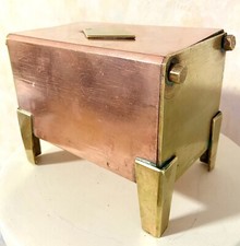 Tronc D’église En Cuivre Rouge Et Bronze Tirelire