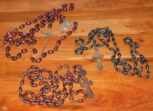 Vintage lot chapelet bois - 3,