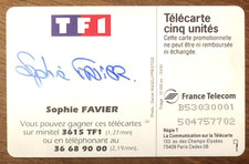 TELECARTE 5U SOPHIE FAVIER RÉF PHONECOTE Gn219a UT PHONE CARD SCHEDA CARTE CARTA