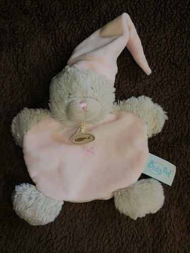 Doudou plat ours rose - doudou, nombril