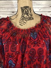 NWT Canyon River Blues Size Small Red Top Mesh Blouse with Tank Top 