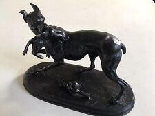 École Française du XIXème lévrier aux jouets régule à patine noire