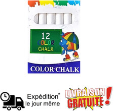Boite 12 Craies blanc Papeterie Fourniture Scolaire