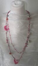 Collier Sautoir  STELLA FOREST fuchsia coquillages et pompons sans etiq neuf