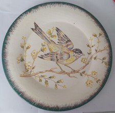 assiette décorative en bois, peinte à la main (oiseau) diamètre: 25,5 cm
