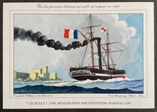 Navigation "Le Sully" en 1831  Gravure couleur de 1959 par Léon Haffner